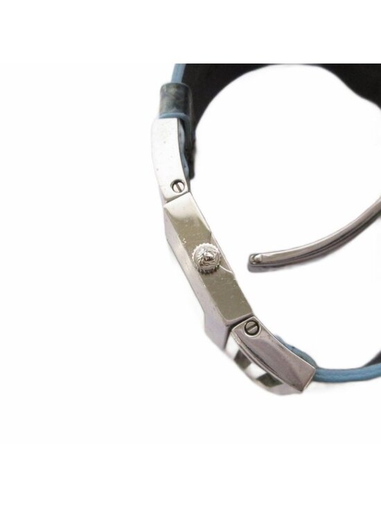 Versace Watch Quartz Analog 2 Hand Leather Band Medusa Light Blue Silver Color